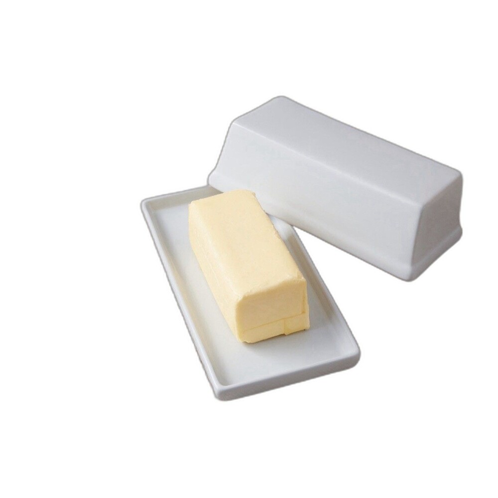 Mainstays White Glazed Ceramic Stoneware Covered Butter Dish